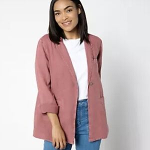 Peace Love World Boheme Relaxed Linen Blend Women's Blazer French Mauve Nwt M